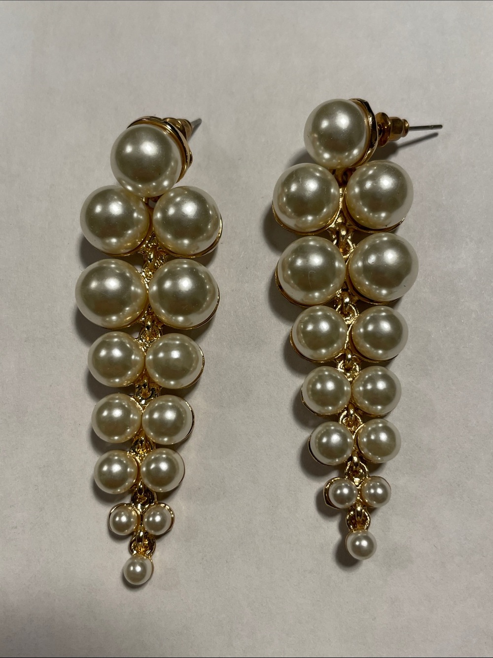 Gold-Tone Cream Pearl Cascade Drop Earrings